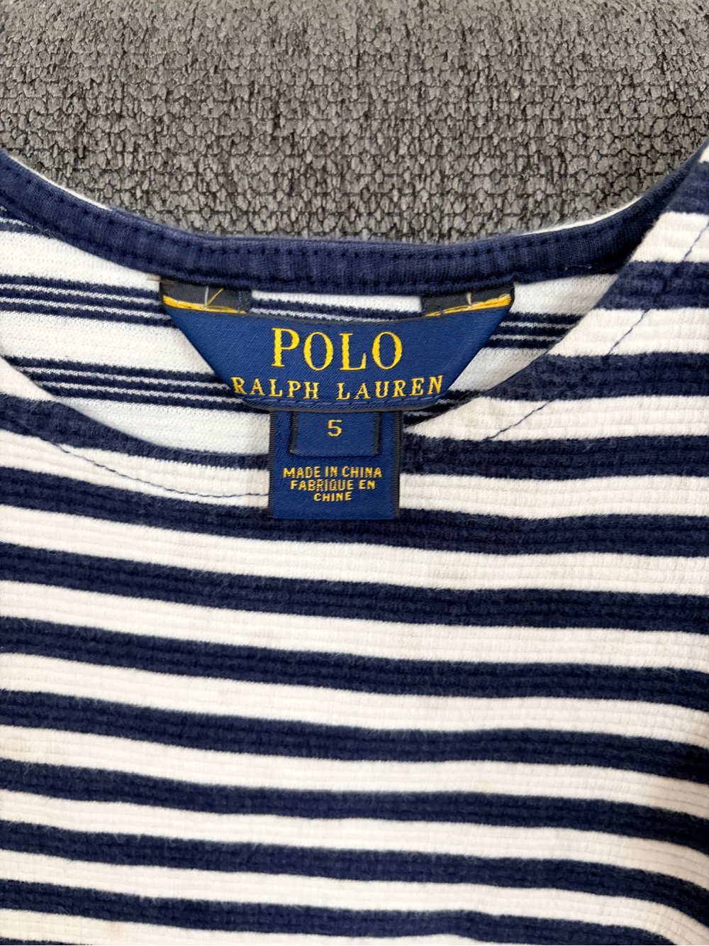 Polo by Ralph Lauren Navy & White Striped Kids Dress